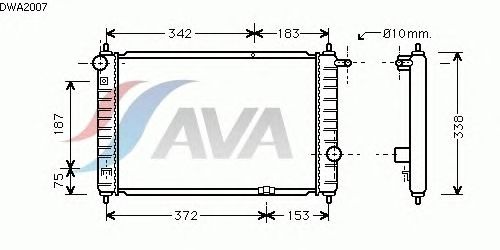 Радиатор, охлаждение двигателя AVA QUALITY COOLING DWA2007