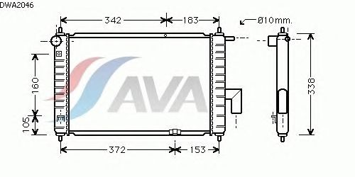 Радиатор, охлаждение двигателя AVA QUALITY COOLING DWA2046