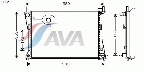 Радиатор, охлаждение двигателя AVA QUALITY COOLING FD2325