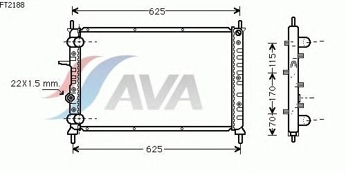 Радиатор, охлаждение двигателя AVA QUALITY COOLING FT2188
