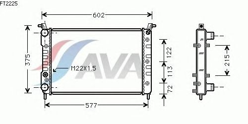Радиатор, охлаждение двигателя AVA QUALITY COOLING FT2225