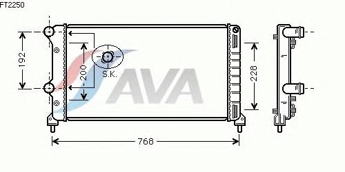 Радиатор, охлаждение двигателя AVA QUALITY COOLING FT2250