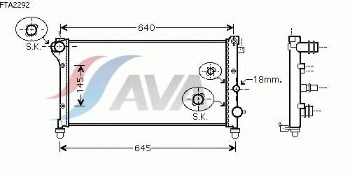 Радиатор, охлаждение двигателя AVA QUALITY COOLING FTA2292