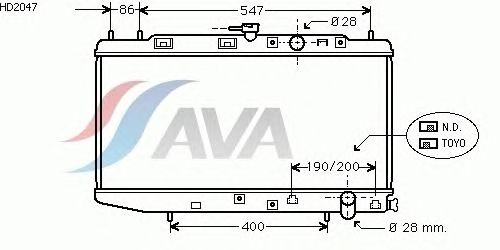 Радиатор, охлаждение двигателя AVA QUALITY COOLING HD2047