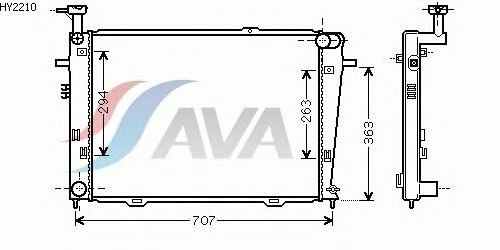 Радиатор, охлаждение двигателя AVA QUALITY COOLING HY2210