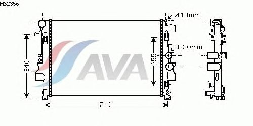 Радиатор, охлаждение двигателя AVA QUALITY COOLING MS2356