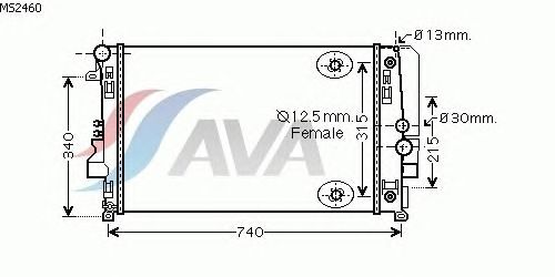 Радиатор, охлаждение двигателя AVA QUALITY COOLING MS2460