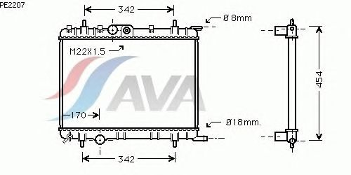 Радиатор, охлаждение двигателя AVA QUALITY COOLING PE2207