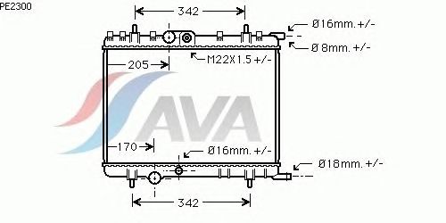 Радиатор, охлаждение двигателя AVA QUALITY COOLING PE2300