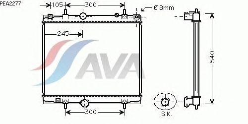 Радиатор, охлаждение двигателя AVA QUALITY COOLING PEA2277