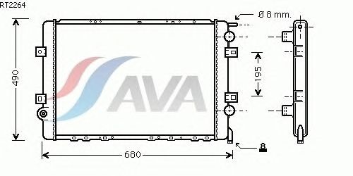 Радиатор, охлаждение двигателя AVA QUALITY COOLING RT2264