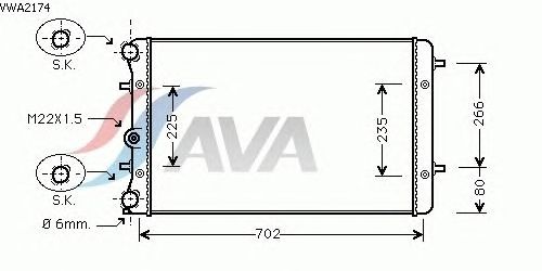 Радиатор, охлаждение двигателя AVA QUALITY COOLING VWA2174