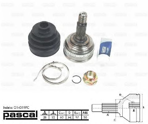 Комплект ШРУСов PASCAL G14019PC