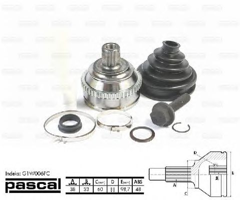 Комплект ШРУСов PASCAL G1W006PC