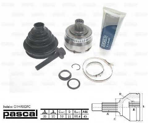 Комплект ШРУСов PASCAL G1W032PC