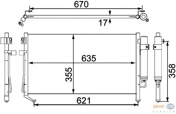 Радиатор кондиционера HELLA 8FC 351 304-141
