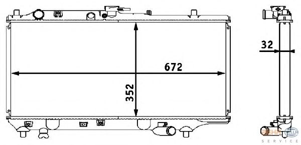 Радиатор, охлаждение двигателя HELLA 8MK 376 708-291