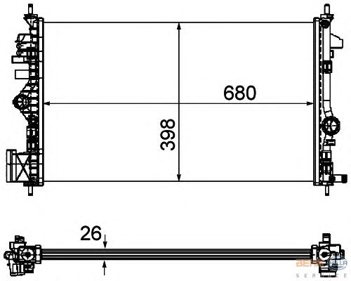 Радиатор, охлаждение двигателя HELLA 8MK 376 754-351