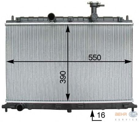 Радиатор, охлаждение двигателя HELLA 8MK 376 762-441