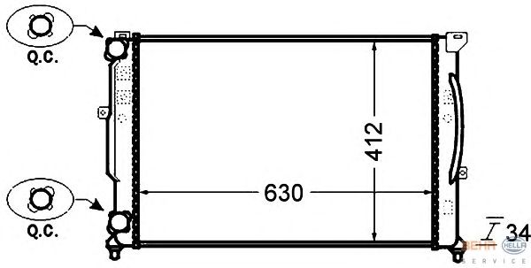 Радиатор, охлаждение двигателя HELLA 8MK 376 766-351