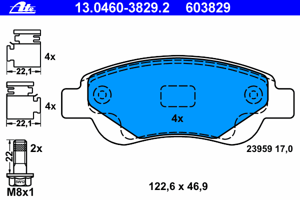 Тормозные колодки ATE 13.0460-3829.2