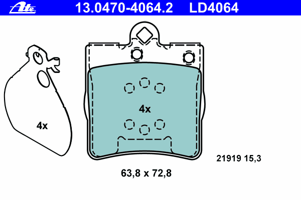 Тормозные колодки ATE 13.0470-4064.2 ATE Ceramic
