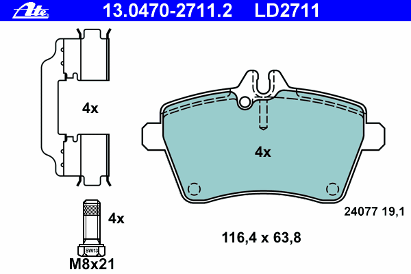 Тормозные колодки ATE 13.0470-2711.2 ATE Ceramic