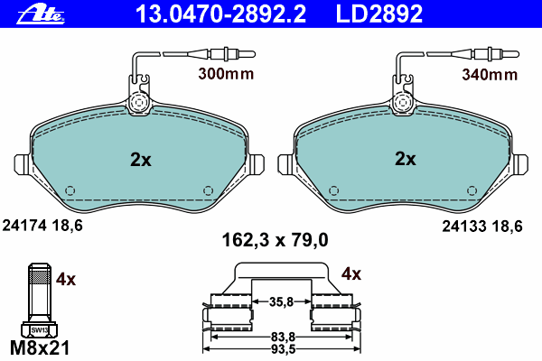 Тормозные колодки ATE 13.0470-2892.2 ATE Ceramic