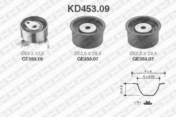Комплект ремня ГРМ SNR KD453.09