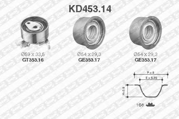 Комплект ремня ГРМ SNR KD453.14