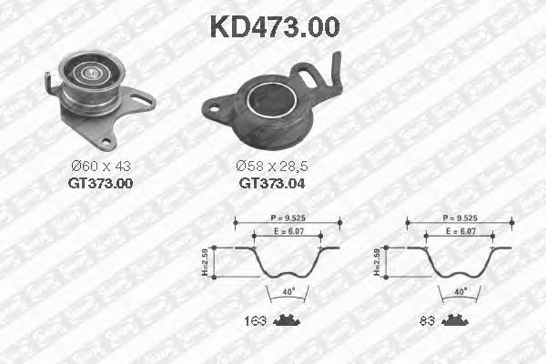 Комплект ременя ГРМ SNR KD473.00