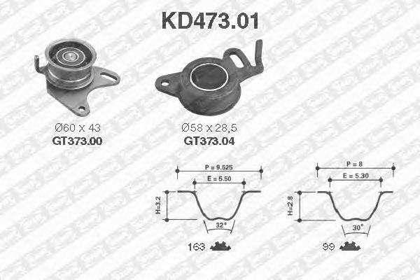 Комплект ремня ГРМ SNR KD473.01