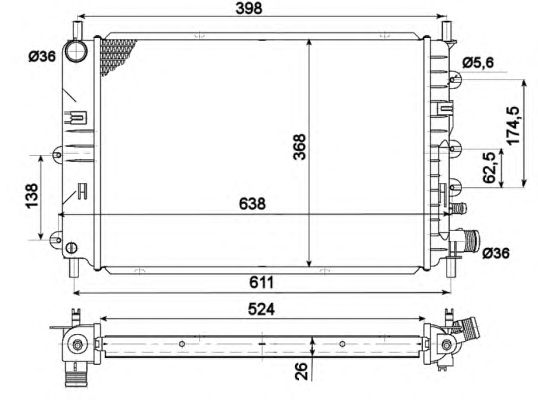 Радиатор, охлаждение двигателя NRF 514436