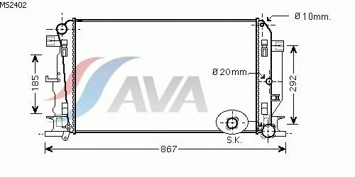 Радиатор, охлаждение двигателя AVA QUALITY COOLING MS2402