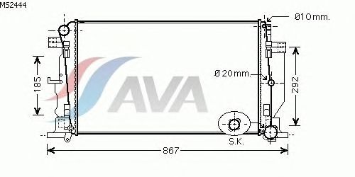 Радиатор, охлаждение двигателя AVA QUALITY COOLING MS2444