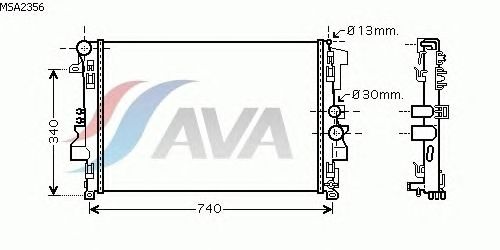Радіатор, охолодження двигуна AVA QUALITY COOLING MSA2356