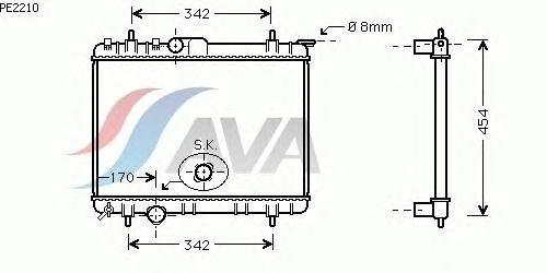 Радиатор, охлаждение двигателя AVA QUALITY COOLING PE2210