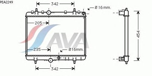 Радиатор, охлаждение двигателя AVA QUALITY COOLING PEA2249