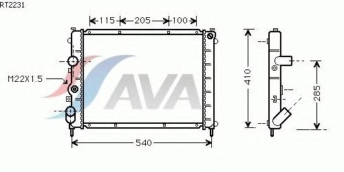 Радиатор, охлаждение двигателя AVA QUALITY COOLING RT2231