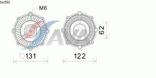 Вязкостная муфта вентилятора охлаждения AVA QUALITY COOLING TOC592