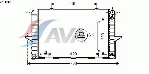 Радиатор, охлаждение двигателя AVA QUALITY COOLING VO2092
