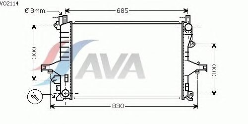Радиатор, охлаждение двигателя AVA QUALITY COOLING VO2114