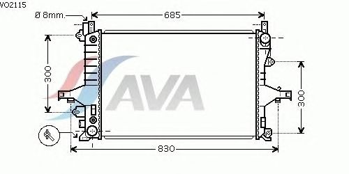 Радиатор, охлаждение двигателя AVA QUALITY COOLING VO2115