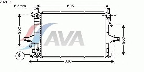 Радиатор, охлаждение двигателя AVA QUALITY COOLING VO2117