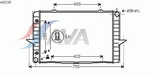 Радиатор, охлаждение двигателя AVA QUALITY COOLING VO2118