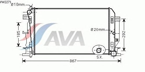 Радиатор, охлаждение двигателя AVA QUALITY COOLING VW2271
