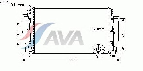Радиатор, охлаждение двигателя AVA QUALITY COOLING VW2279