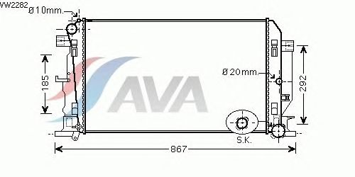Радиатор, охлаждение двигателя AVA QUALITY COOLING VW2282