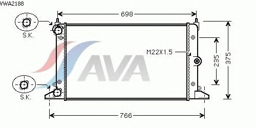Радиатор, охлаждение двигателя AVA QUALITY COOLING VWA2188