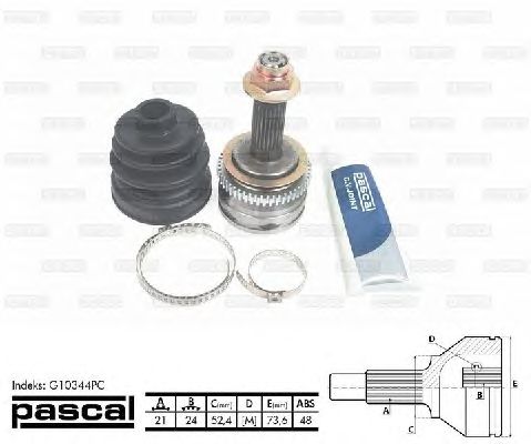 Комплект ШРУСов PASCAL G10344PC